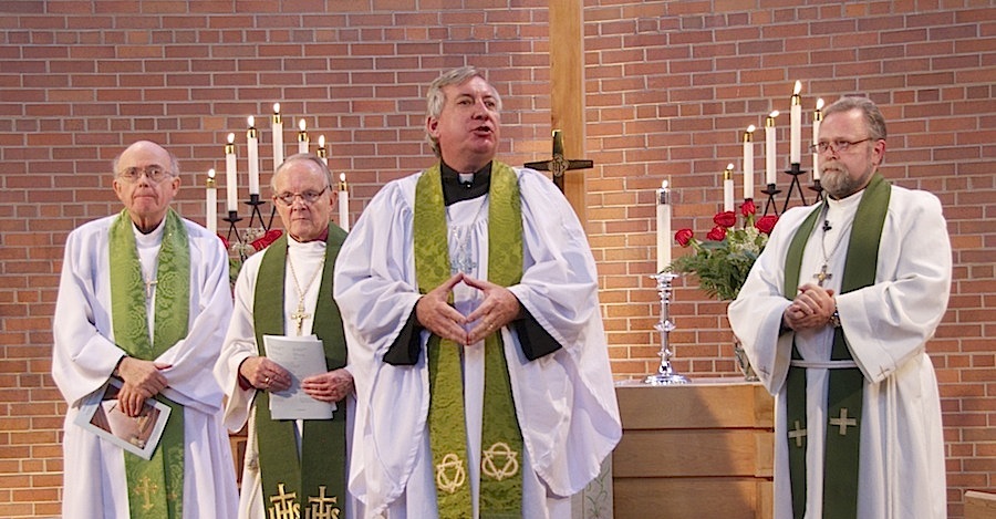 Pastor Richard French, Bishop Andres Taul, President of the Lutheran Church of Canada Paul Zabel, Reverend Mart Salumäe. Photo: Peeter Põldre.