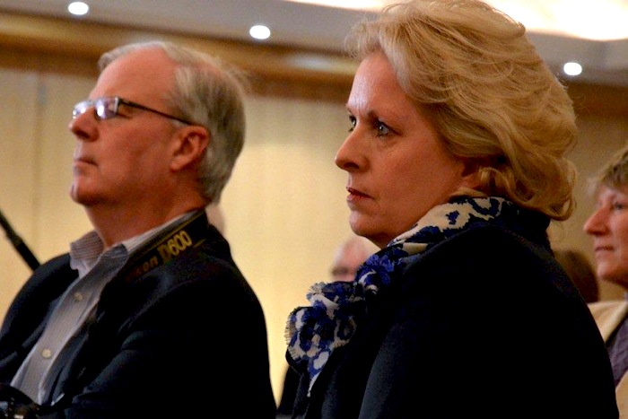 At the recent Tartu College lectures on the occasion of Emakeelepäev (Native tongue day), Kathy Põldre lectured on her experiences as a non-Estonian wife and mother and a full participant within the Estonian community in Canada. On her right, husband Dr. Peeter Põldre. Photo by Taavi Tamtik.