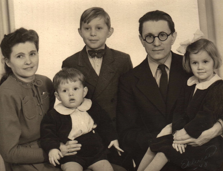 The Puhm family in Sweden approx 1946-7: from the left Meta, Alar, Toivo, Oskar, Heili. Photo: family archive