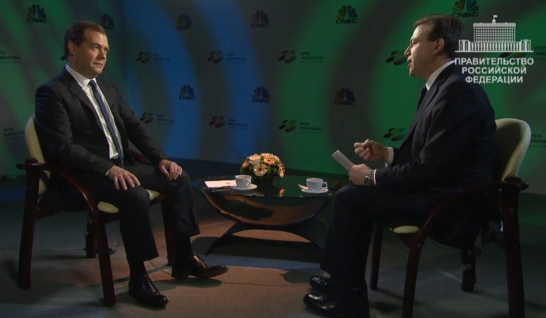 Dmitri Medvedev ameerika telekanali CNBC eetris - foto: video ekraanitõmmis