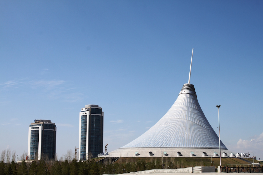 The Khan Shatyr Entertainment Centre - the world largest tent was designed by British architects Foster and Partners. It was built in Astana in 2010. The word "Astana"  means " Capital " in Kazakh language - Photograph © 2015 Ülle Baum