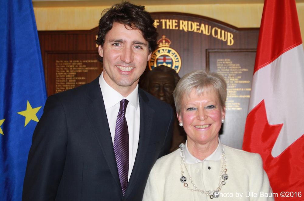 Peaminister Justin Trudeau ja Euroopa Liidu suursaadik Kanadas Marie-Anne Coninsx - foto: Ülle Baum ©2016