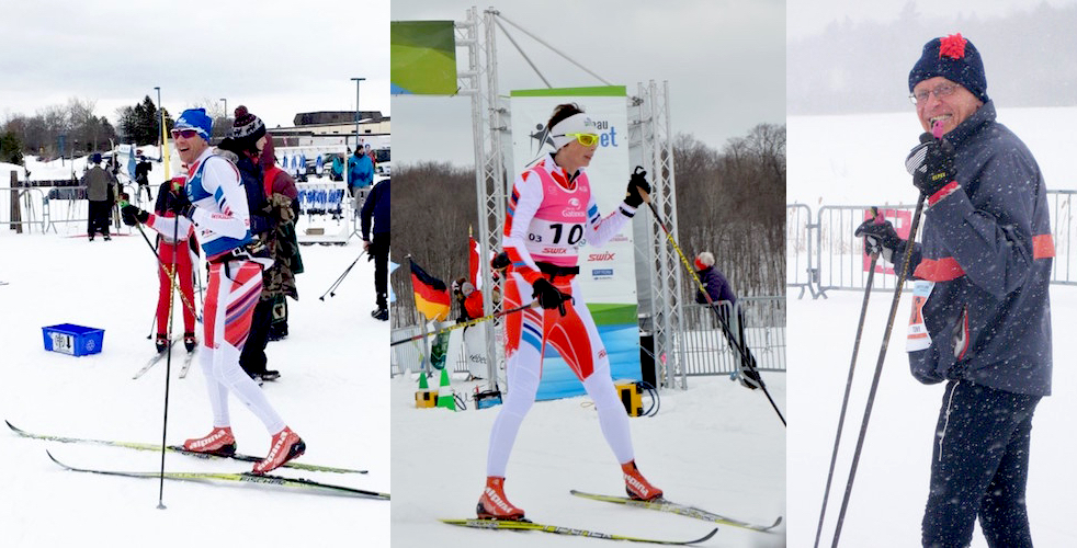 Vasakult: Karl Saidla, kes võistles sel aastal numbri all 6, lõpetas 51 km klassikadistantsi samuti kuuendana. Foto: Gabrielle Bastien; Karl Saidla abikaasa Megan McTavish finišeeris maratonidistantsil naiste arvestuses teisena. Foto: Gabrielle Bastien; Tõnu Saidla, kes oma vanuseklassis tuli pronksmedalile, suusarajal. Foto:erakogu