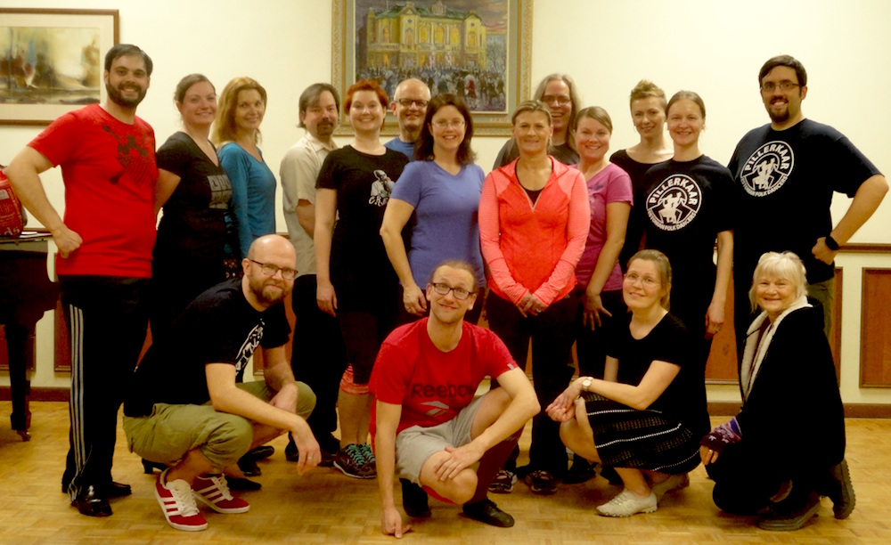 Standing left to right: Jeff Zelek, Kelsey Biggs Kiik, Leena Sirp, Andrus Kiik, Eve Tisler, Arney Smits, Deborah Klepp, Laila Oinas, Jyri Erik Kork, Age Langra Robinson, Helen Mandel, Kadri Kallas Zelek, Mauno Kork. Seated: Lauri Tisler, Märt Agu, Tiina Kreek, Anu Oinas - photo by Anu Oinas (2016)