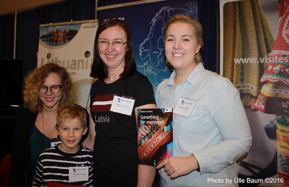 Elze Rimkute, Executive Assistant to Ambassador of Lithuania ; Sanita Ulmane, Deputy Head of Mission,Embassy of Latvia,her son Rudolfs Kriss Ulmanis and Anneliis Põldre, Assistant to Ambassador of Estonia promoting Baltic countries at the 22nd Ottawa Travel and Vacation Show on April 9th at Shaw Centre - photo by Ülle Baum ©2016