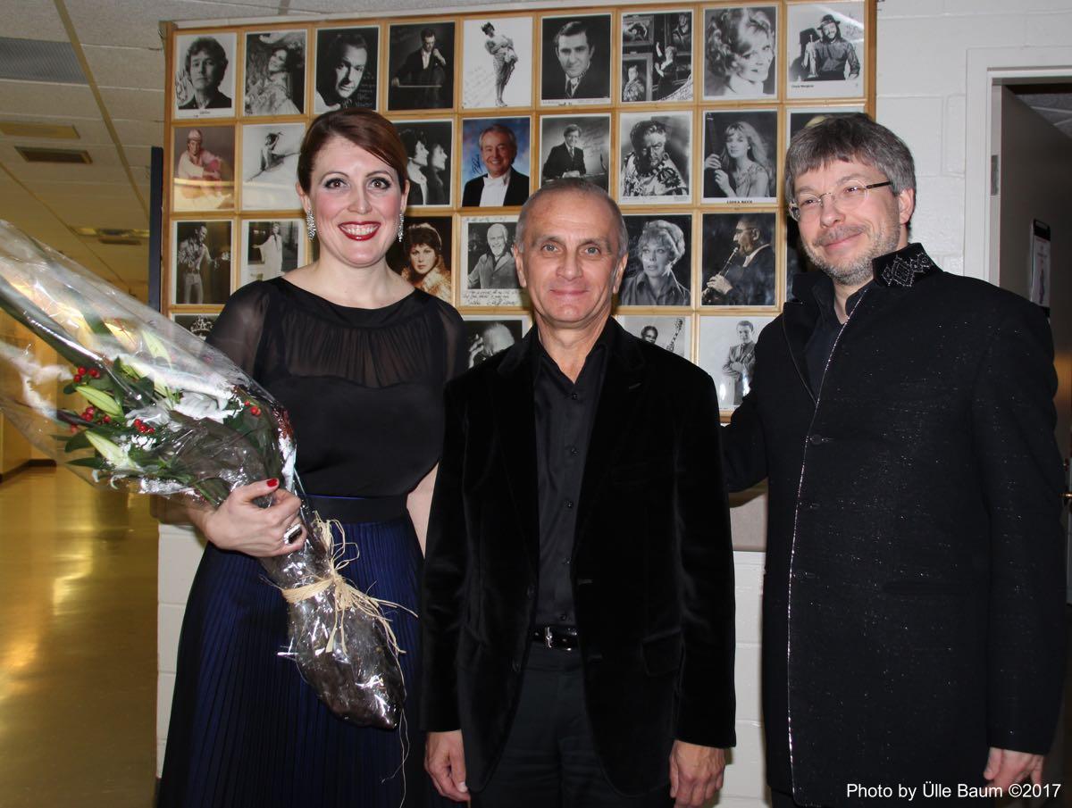 From the left: Krisztina Szabó, Hungarian-Canadian mezzo-soprano, Gary Kulesha, Canadian composer, and Olari Elts. Photo: Ülle Baum ©2017