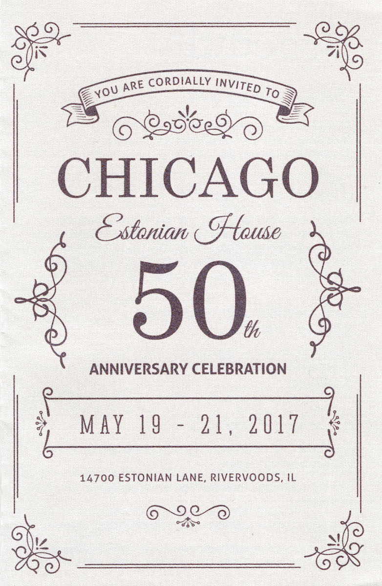 Kutse Chicago Eesti Maja sünnipäevale.