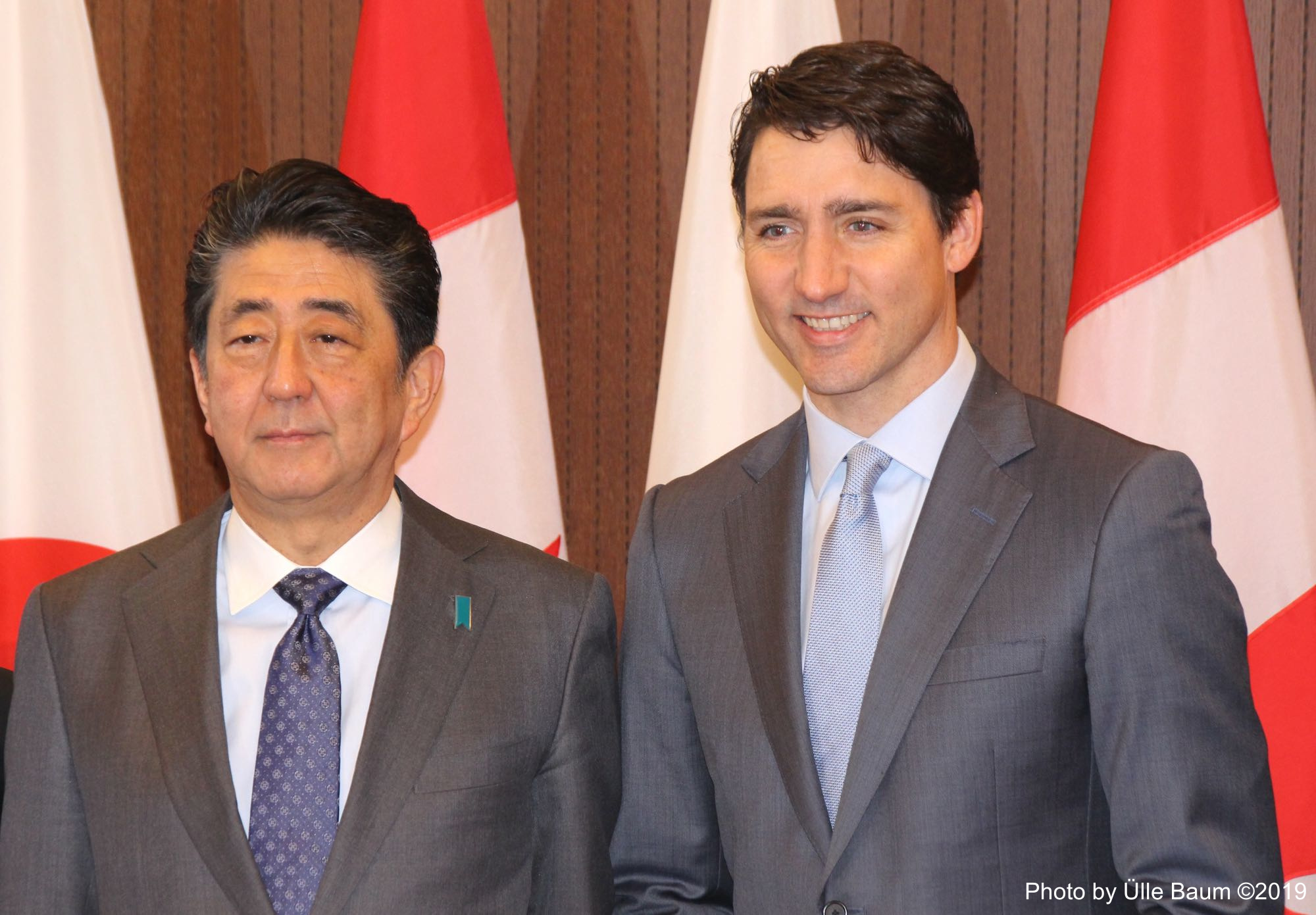 Jaapani peaminister Shinzō Abe ja Kanada peaminister Justin Trudeau. Foto: Ülle Baum ©2019