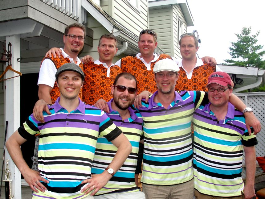 Front row, Team Dollarama - Jaanu Teene, Peter Birkenbaum, Erik Silmberg, Glen Henderson; Back row, Team Muhu - Priit Nikker, Mikk Toome, Peeter Nieländer, Robert Trei (2014)