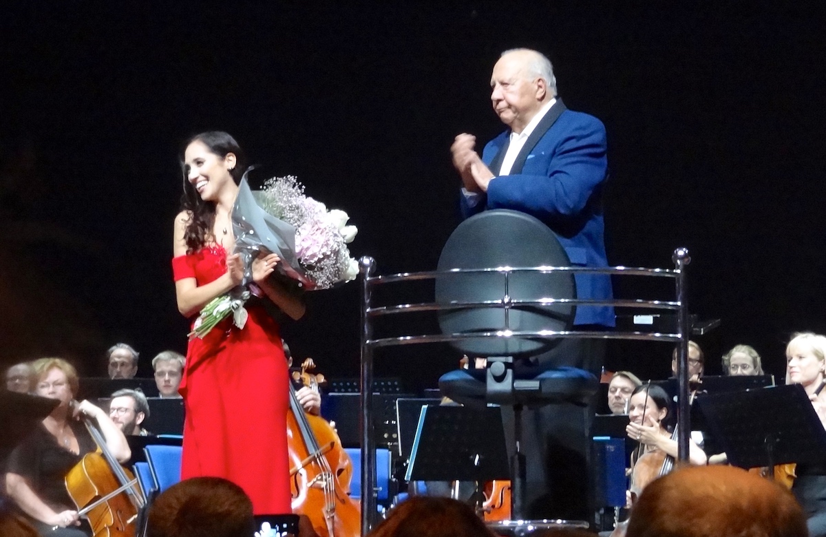 Neeme Järvi ja Elina Nechayeva (vasakul) Alexela kontserdimajas. Foto: EE (2019)