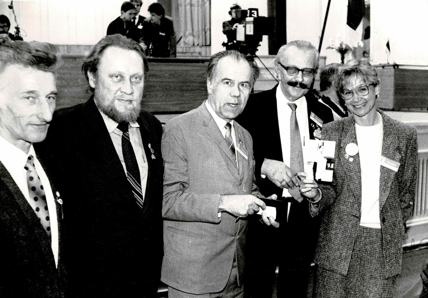 From the Left: Endel Ratas, former political prisoner; Enn Tarto, former political prisoner and Member of the Estonian Parliament (MP); Mart Niklus, former political prisoner and MP; the late Mäido Kari, former president of the Estonian World Council; Mari Ann Kelam, former MP.
