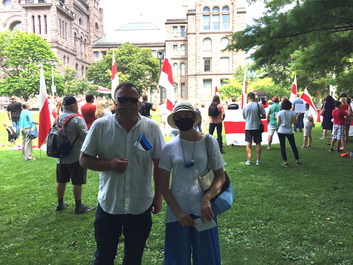 Marcus Kolga and Piret Noorhani attending the support protest.