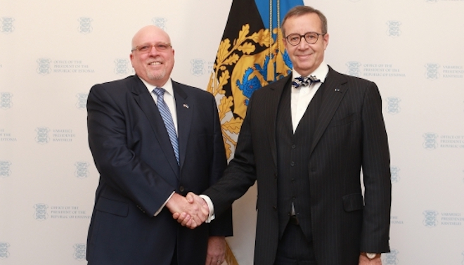 US Ambassador Jim Melville with President Toomas Hendrik Ilves in Tallinn, 2018. Photo: Office of the President of the Republic of Estonia