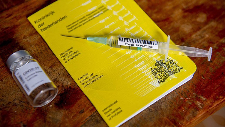 A Dutch vaccine passport in The Hague, Netherlands. The EU, among other jurisdictions, is working on a “digital green pass” that would allow vaccinated people to move more freely between countries. (Robin Utrecht/Abaca Press via CP)