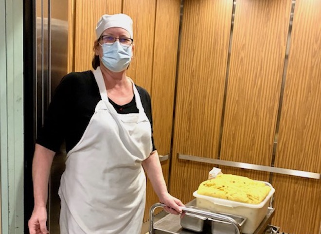 Ehatare's Food Service Manager, Susi Holmberg, with some fresh kringel dough.