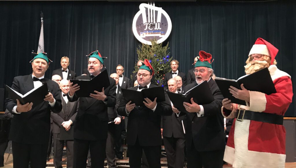 The Toronto Estonia Mens' Choir, at their annual Christmas concert, present traditional songs of the holidays as well as a broader repertoire. Augmenting the full choir is an ensemble with appropriate head-gear, boosting the Christmas spirit in full-throated form.