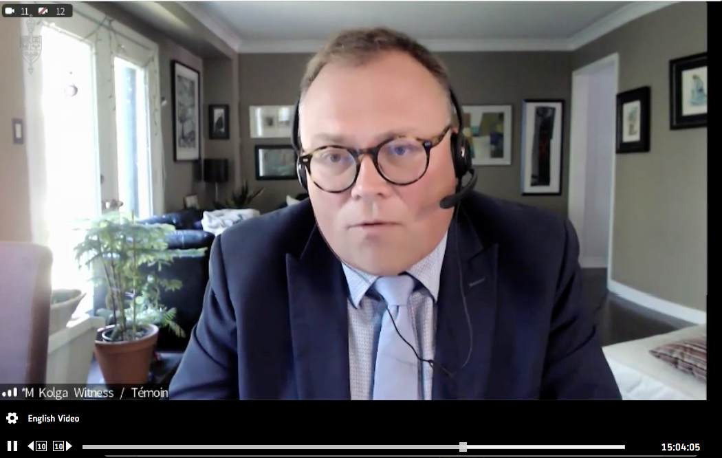 Kolga presents to Parliamentary committee via ZOOM.