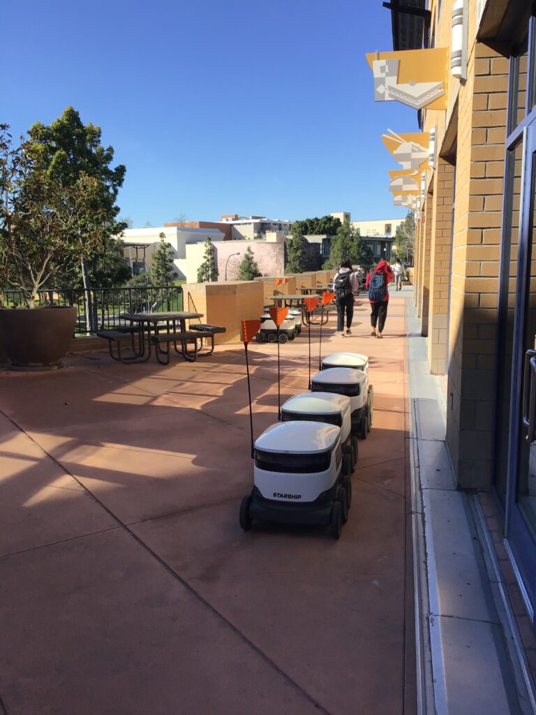 Starship food delivery robots on the University of California, Irvine campus