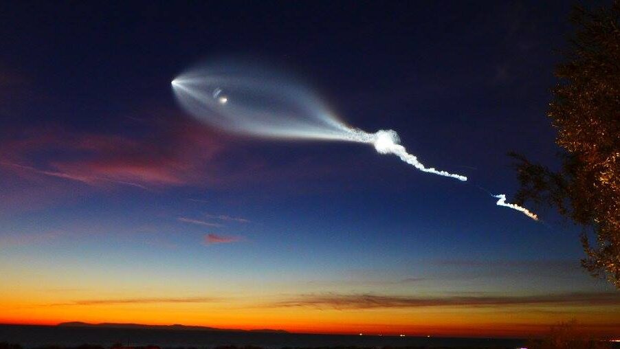 The SpaceX satellite launch seen at Crystal Cove, California in December 2017