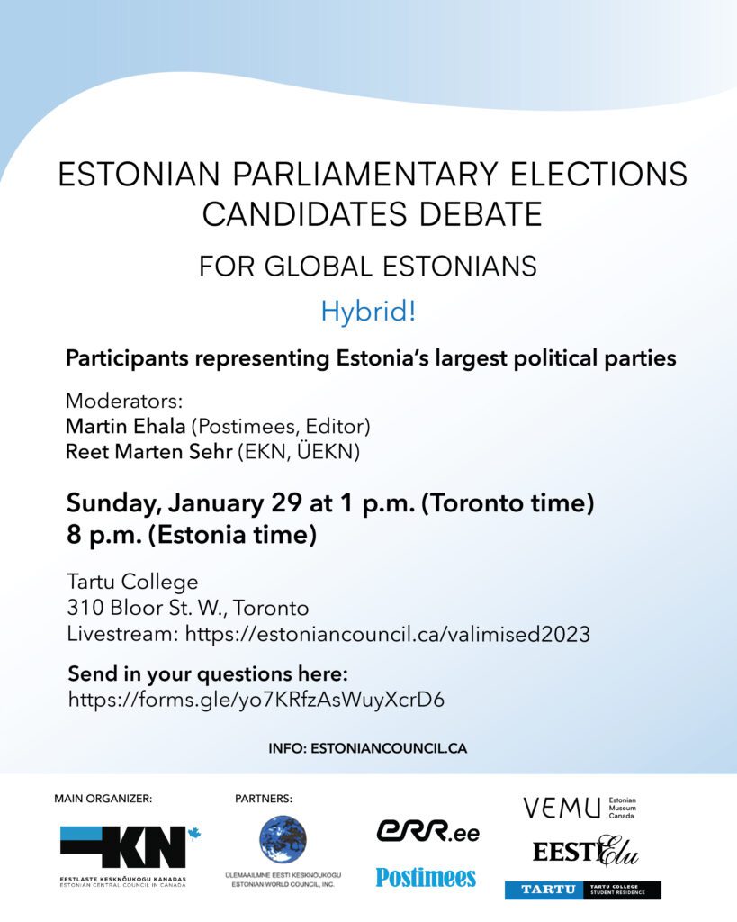 2023 Estonian election debate poster in English