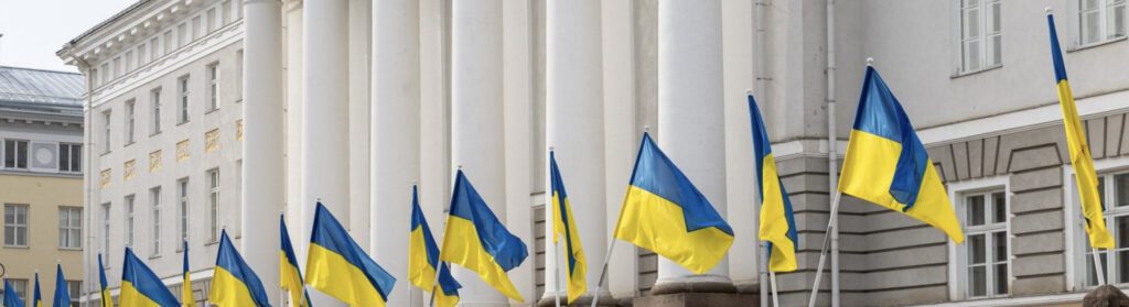 University of Tartu ablaze with Ukraine flags.