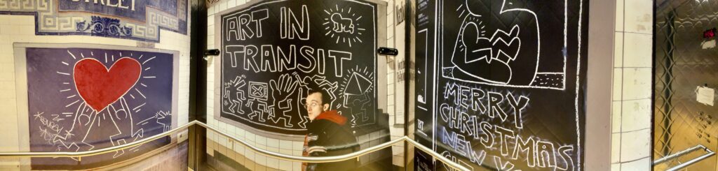 Building anticipation in the elevator up to the exhibit