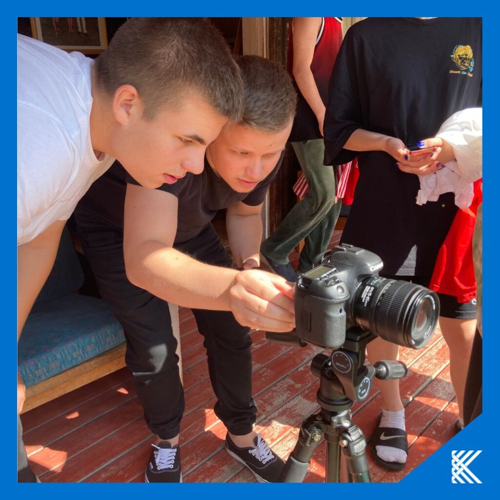 kids filming Estonian Arts Centre