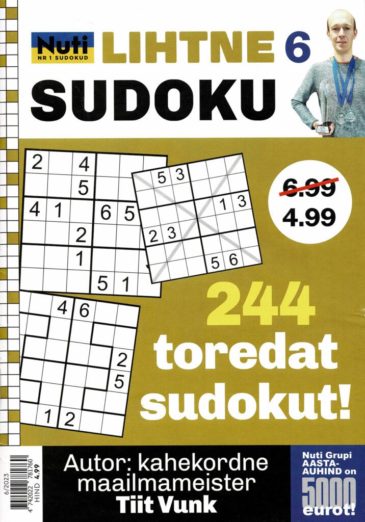 Nuti Grupi väljaantava sudokuteraamatu esikaas.