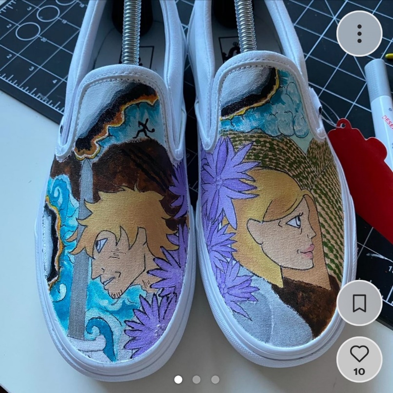 Kai's custom-painted shoes
