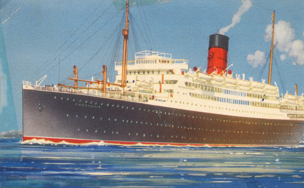 Laev Franconia, millega sõideti Iirimaalt Corkist Halifaxi, kuhu saabuti 16. jaanuaril 1950.