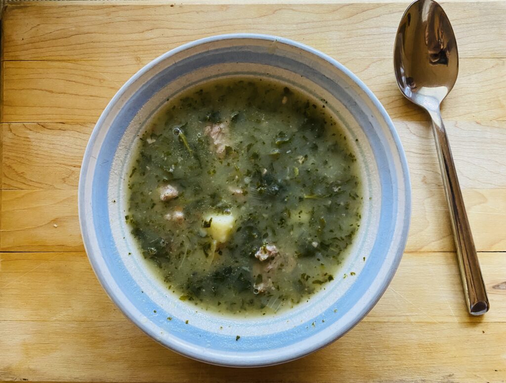 A warming, filling soup, ready to eat