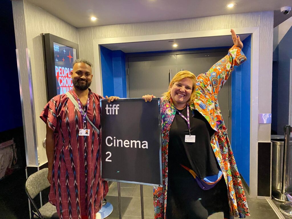 Tushar and Anna celebrate the North American premiere of their film Sannapäiv