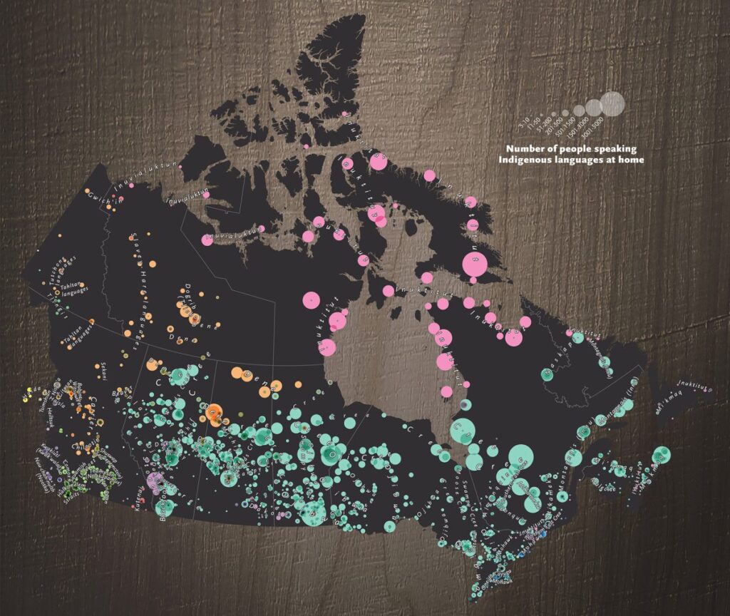 The number of Indigenous people speaking Indigenous languages at home (source: canadiangeographic.ca)