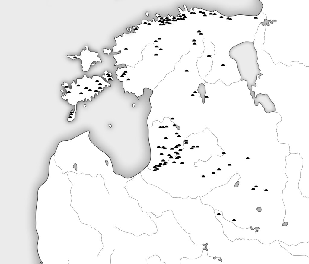 Stone cist grave distribution in Estonia and Latvia (created by Kristel Roog)