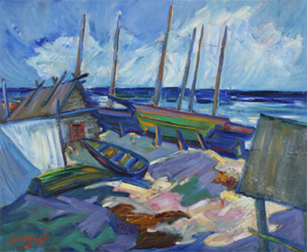 Joann Saarniit's "Paadisadam" ("Boat Harbour"), 1948 from e-kunstisalong dot ee homepage