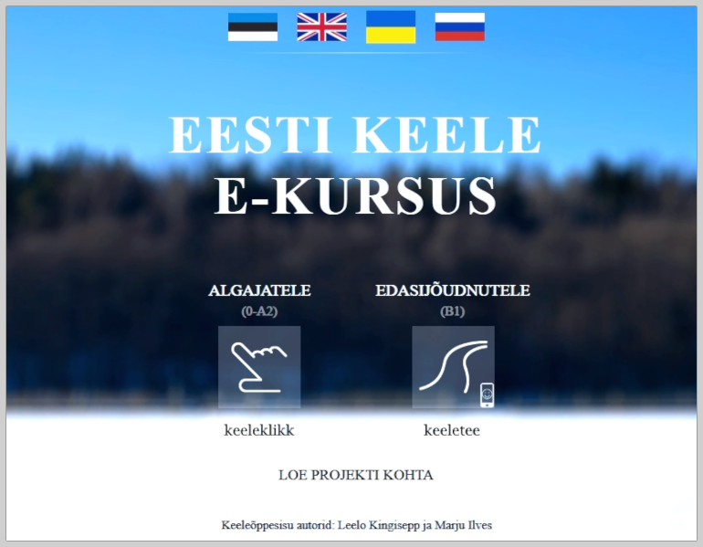 The landing page of the online courses Keeleklikk and Keeletee (source: keeleklikk.ee)