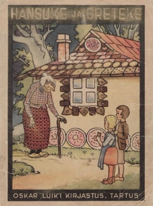 Cover of the first Estonian-language edition of the Brothers Grimm fairytale Hansel and Gretel, titled Hansuke ja Greteke, published in 1934 (source: PiparkoogiMaania)