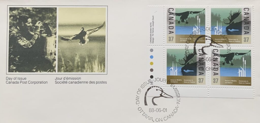 Wildlife and habitat conservation. Tiit’s first Canada Post stamp. Joseph Gault worked for Tiit and is also credited with the design.