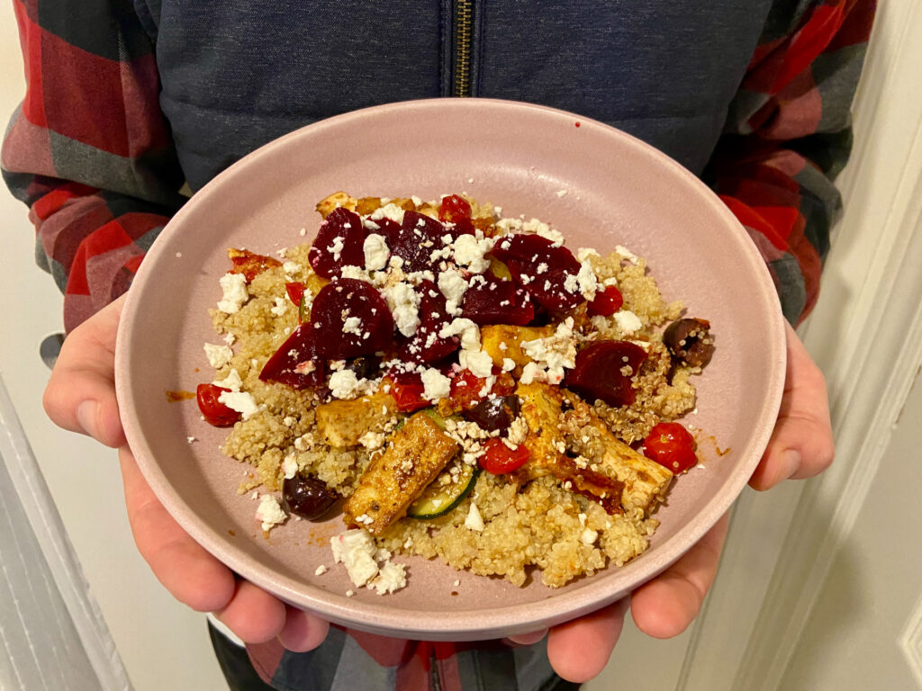 The health bowl, assembled and ready to eat