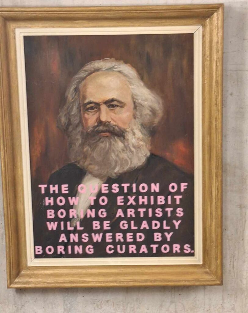 1 "Vandalized Marx" (2022) by Alexei Gordin, commenting on art and curators (photo- Hillar Lauri)