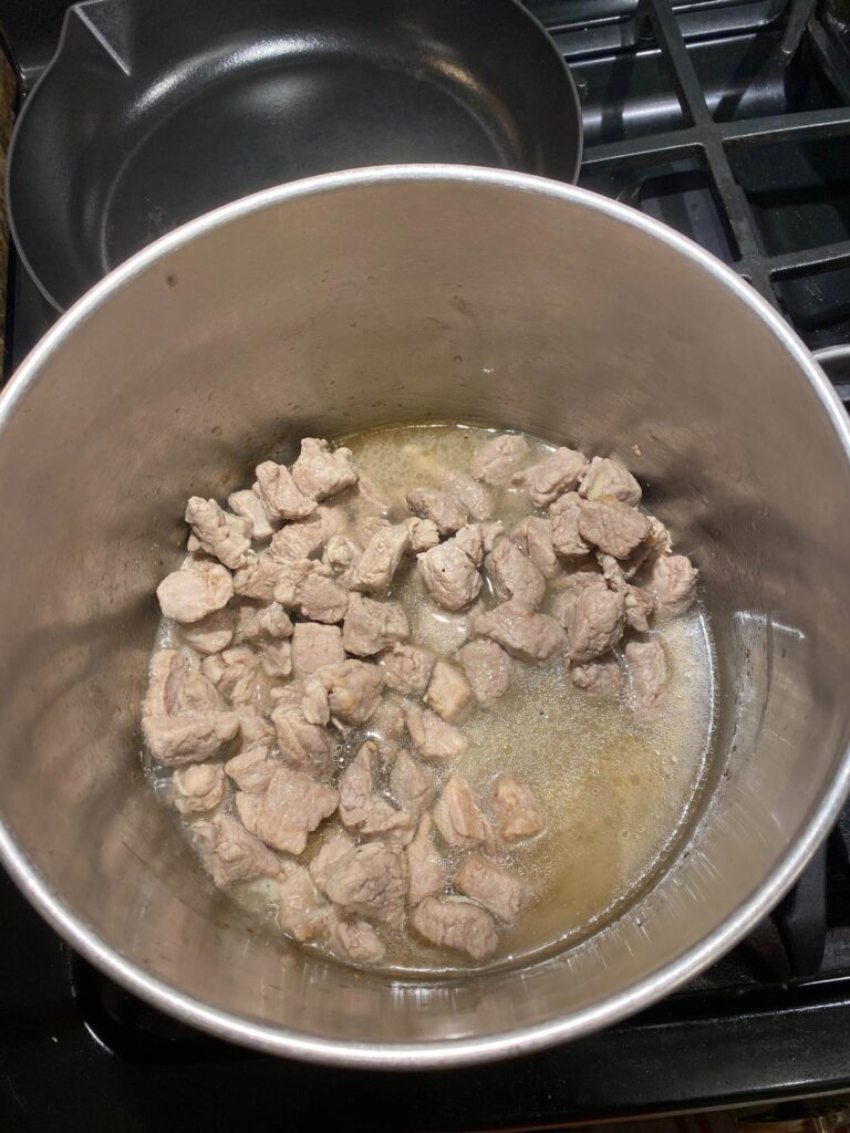 Combining the pork and broth
