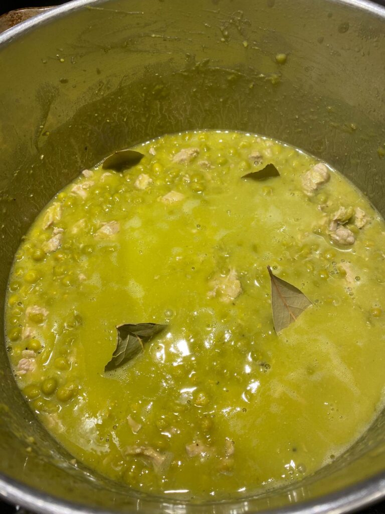 Four leaves added to the soup before it simmers away