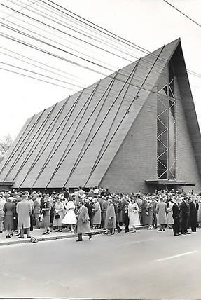Toronto’s first modernist church: The blessing of the newly-built St. Peter’s Church on September 25, 1955. Three services were held to accommodate over 2,500 attendees.