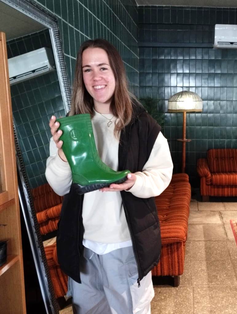 Steveli Säde holding a vintage Põhjala boot, one of those once produced in the former factory of Põhjala Tehas (photo: Jerry Mercury)