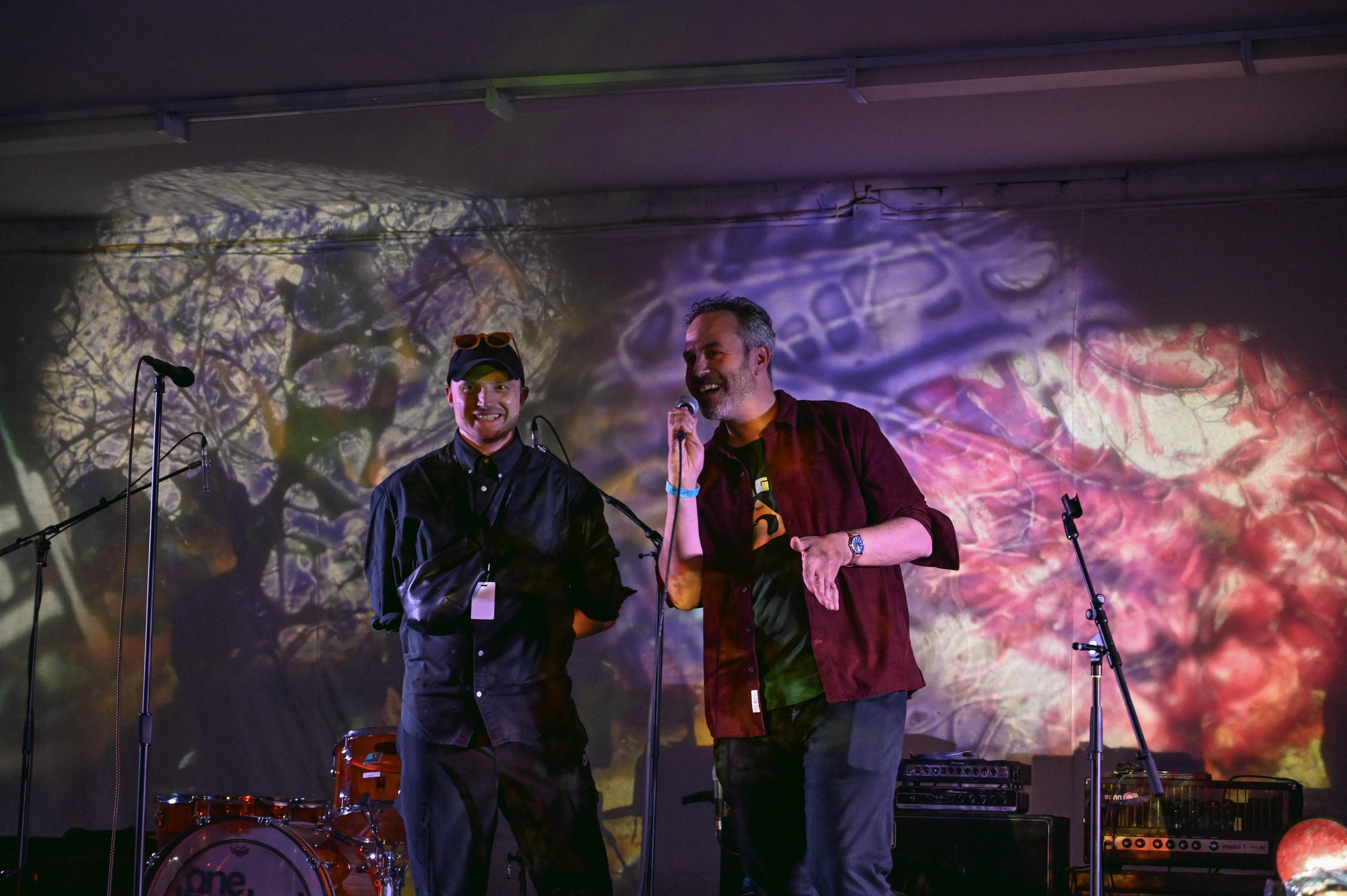 On stage introductions from EMW and Wavelength Music's respective artistic and executive directors, Sebastian Buccioni and Jonathan Bunce (photo: Kaisa Kasekamp)