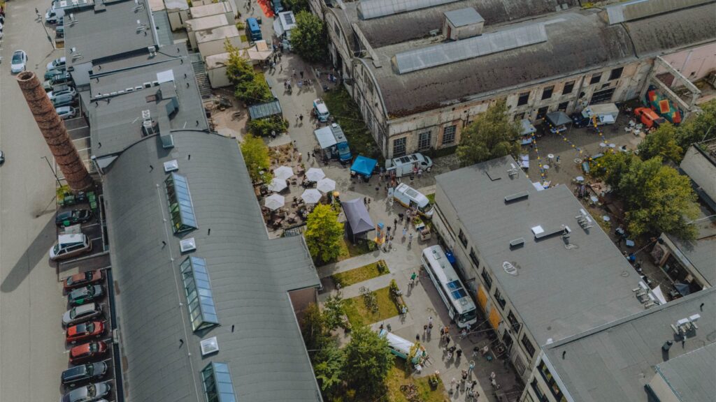 An aerial view of Põhjala Tehas after its revival (photo: Markus Vares)