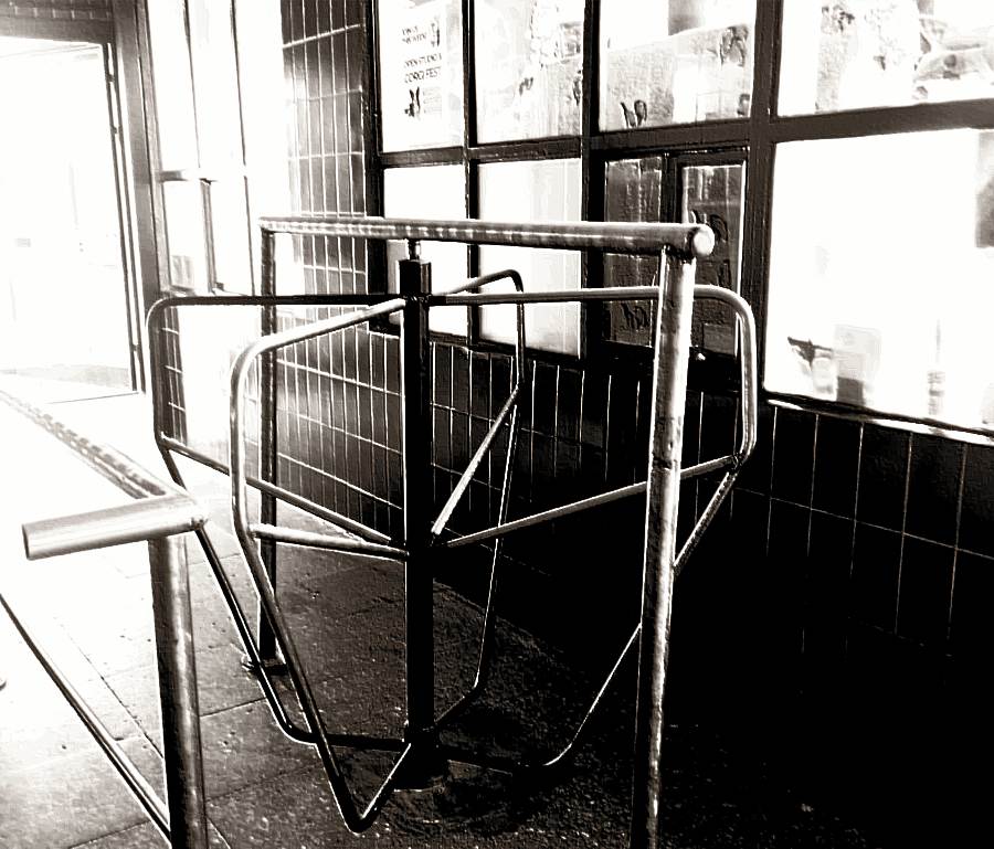A remnant of the factory years: the old turnstile still stands inside Stuudiomaja (photo: Jerry Mercury)