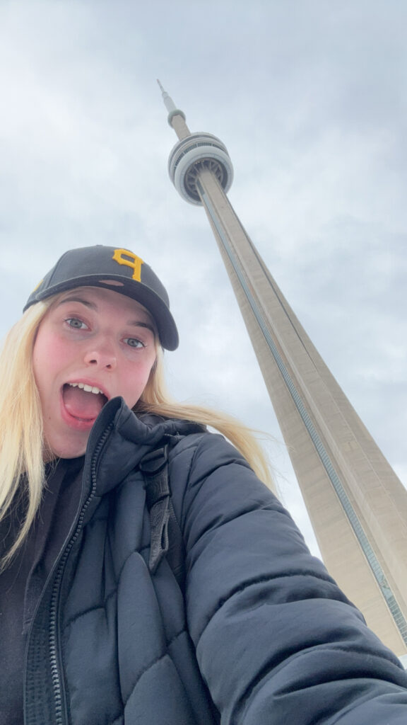 Elise in front of the CN Tower