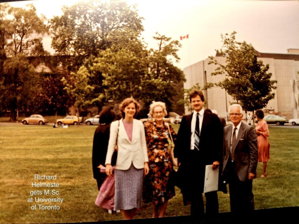 Richard Helmeste gets his M.Sc. at the University of Toronto (photo from the Helmeste family archives)