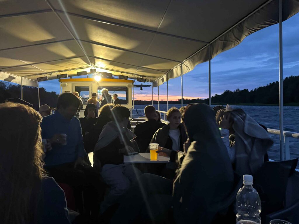 Youth delegates on a ferry from Narva to Narva-Jõesuu